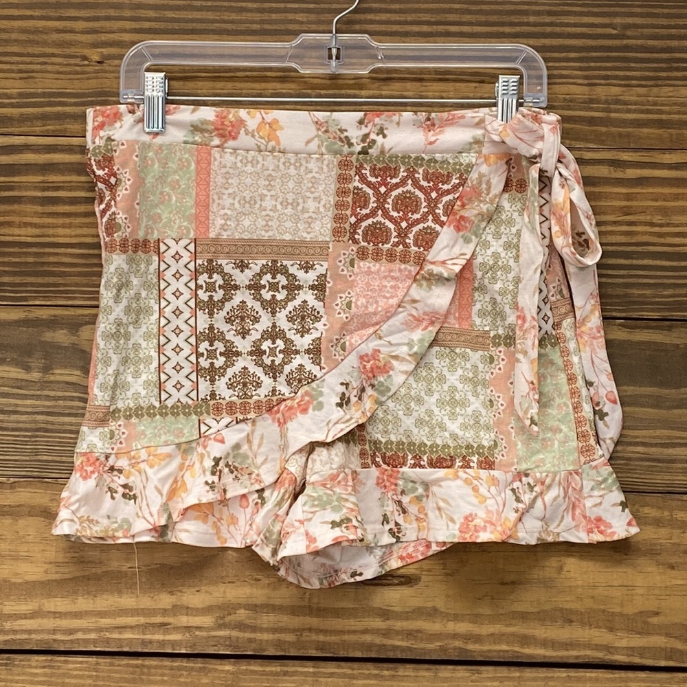 Ruffled Medallion Patchwork Skort Shorts Cato Fas… - image 3